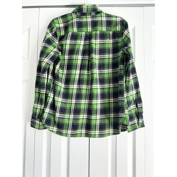 Tommy Hilfiger Top Women's Size M Blue Green Plaid 100% Cotton Button-Down - Picture 3 of 11